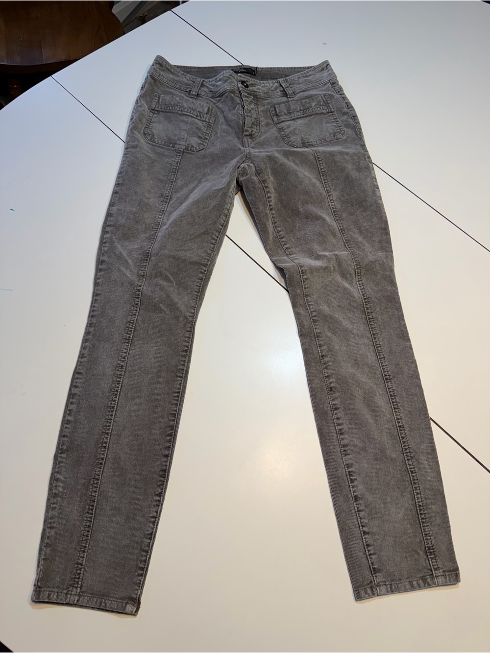 PrAna Merrigan cargo corduroy skinny jeans vertical raised seams size 8